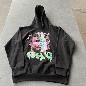 VLONE Hoodie Mens Large Black‎ Graphic V Logo 999 Slime Drip Pullover Streetwear